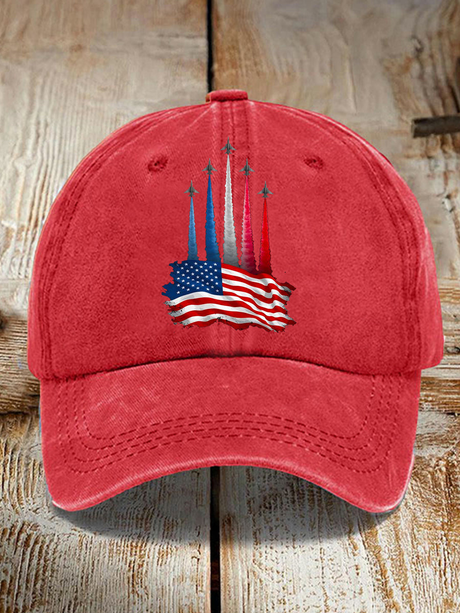 Unisex Independence Day American Flag Jet Planes Print Hat
