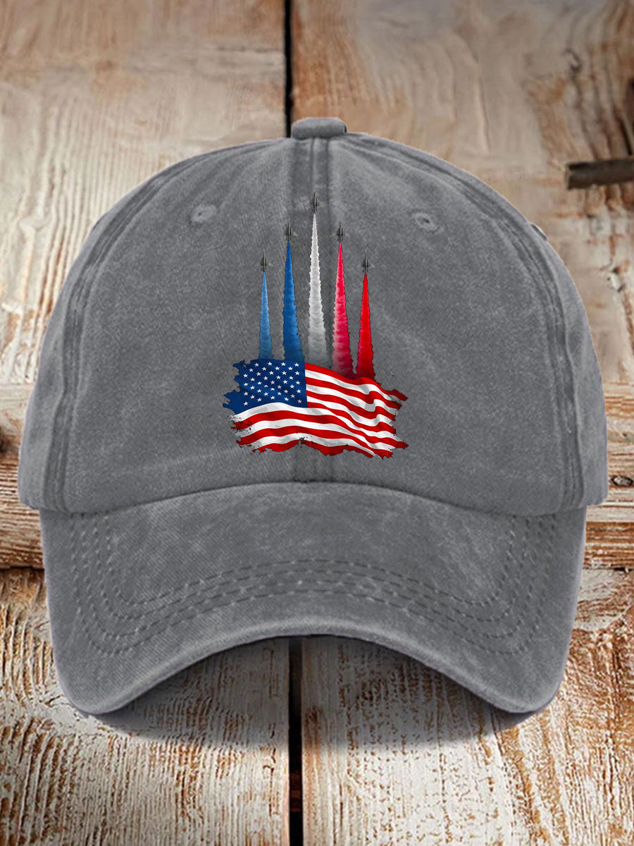 Unisex Independence Day American Flag Jet Planes Print Hat