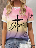 Women's Christian Jesus Cross Printed T-shirts