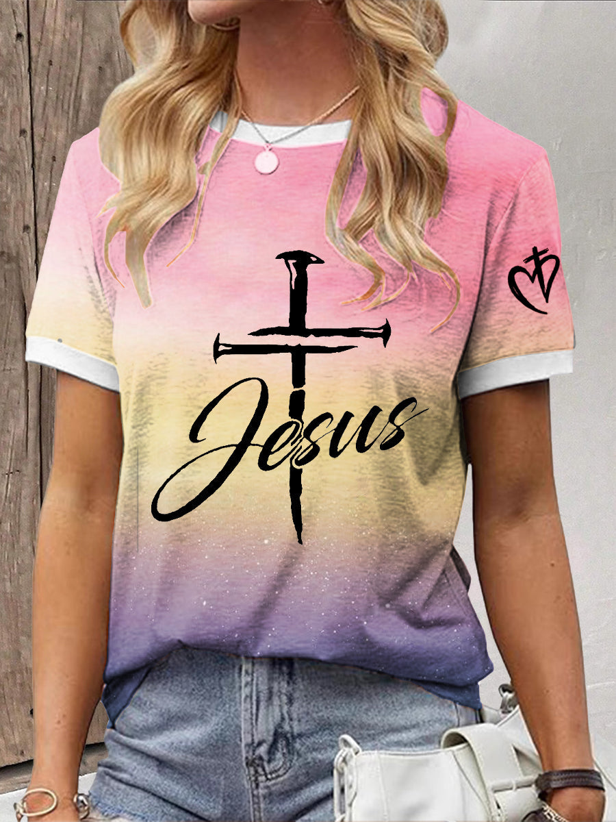 Women's Christian Jesus Cross Printed T-shirts