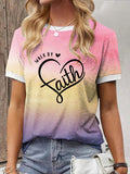 Women's Christian Faith Cross Printed T-shirts