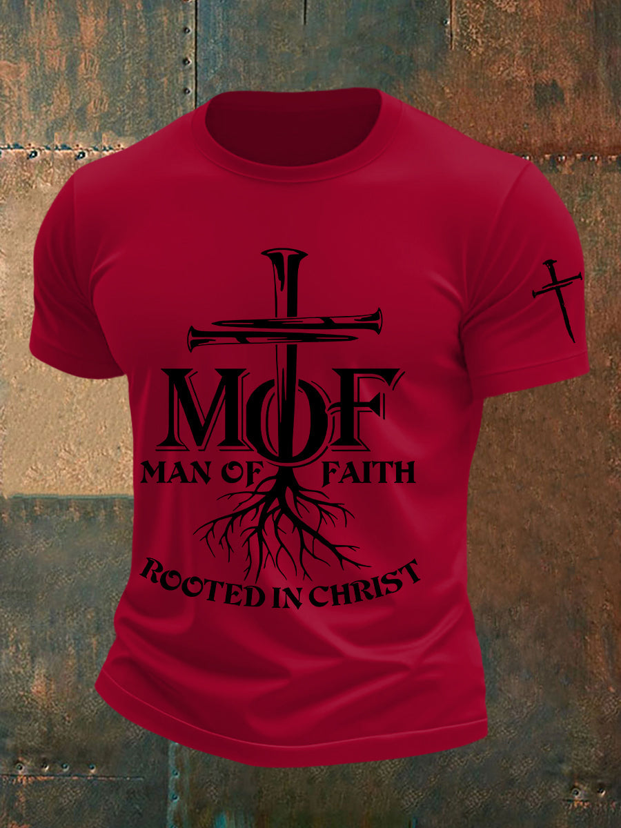 Man Faith Cross Man Of Faith Print Short Sleeve T-shirt