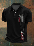 Men's Cross Faith American Flag Print Casual Polo