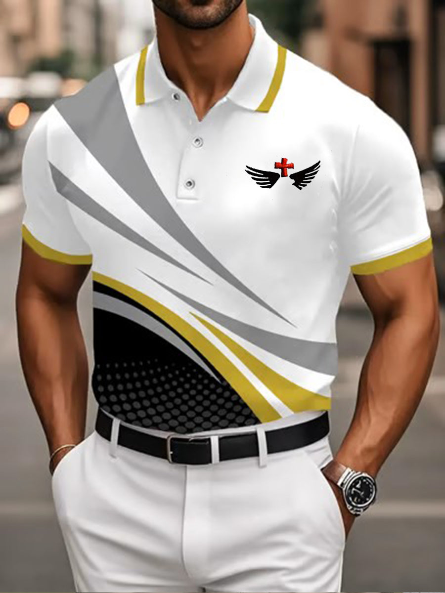 Men's Faith Cross Casual Business Short Sleeve Shirt
