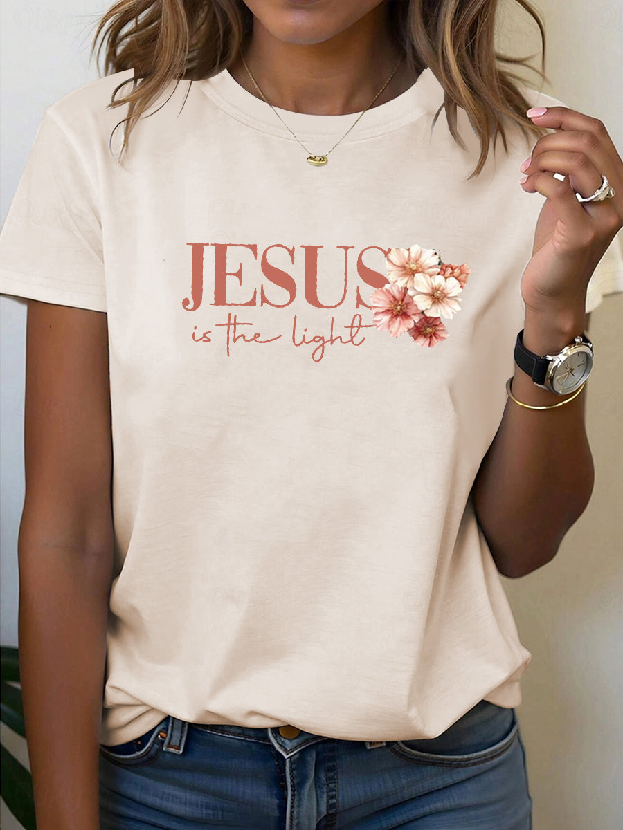 Women's Jesus is the Light Floral Christian T-Shirt