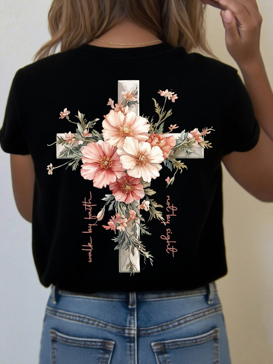 Women's Jesus is the Light Floral Christian T-Shirt