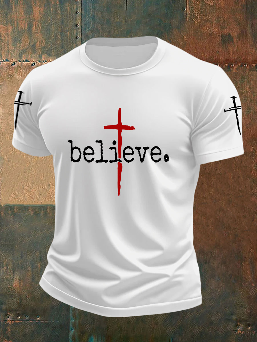 Men's Believe Cross Faith Casual Tee
