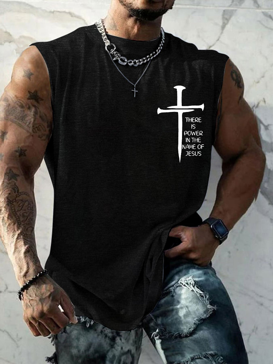 Men's There is Power in The Name of Jesus Cross  Vest