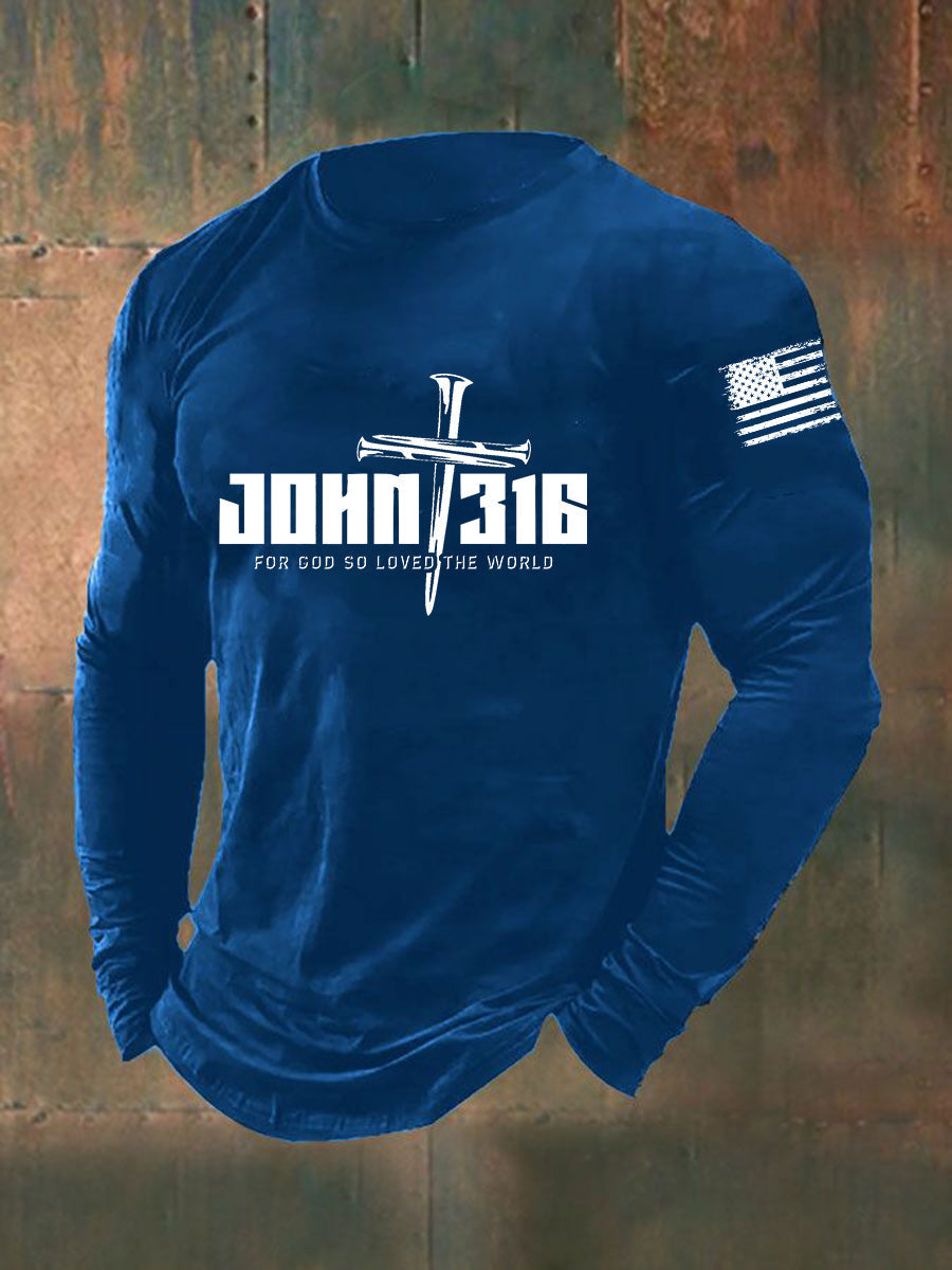 Men's John 316 For God So Loved The World Long Sleeve T-shirt