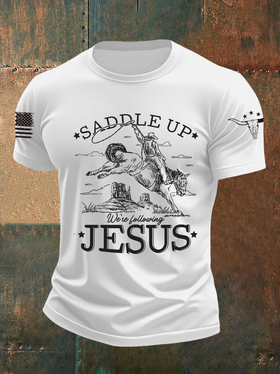 Men's Saddle Up We're Filling Jesus Short-sleeved T-shirt