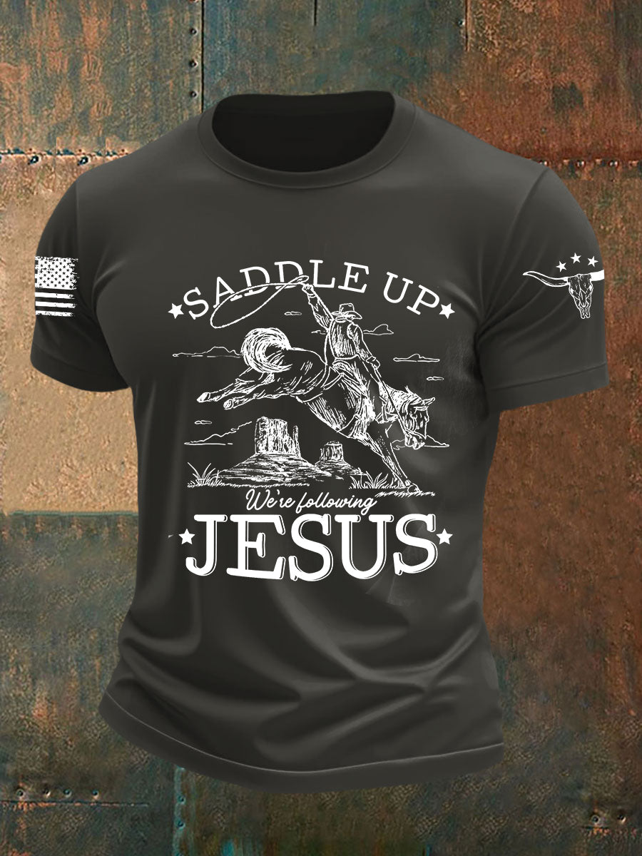 Men's Saddle Up We're Filling Jesus Short-sleeved T-shirt