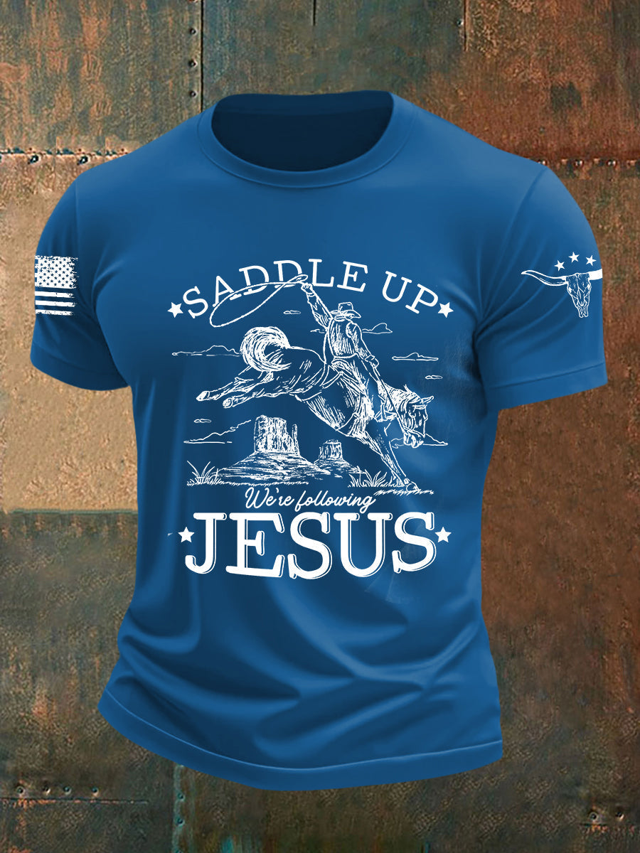 Men's Saddle Up We're Filling Jesus Short-sleeved T-shirt
