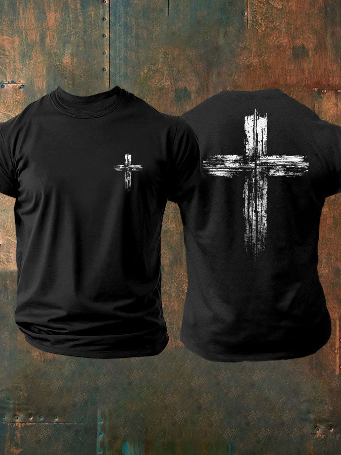 Men's Cross Print Casual T-shirt