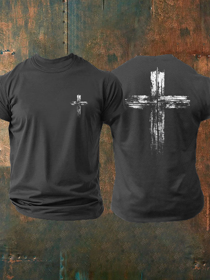 Men's Cross Print Casual T-shirt