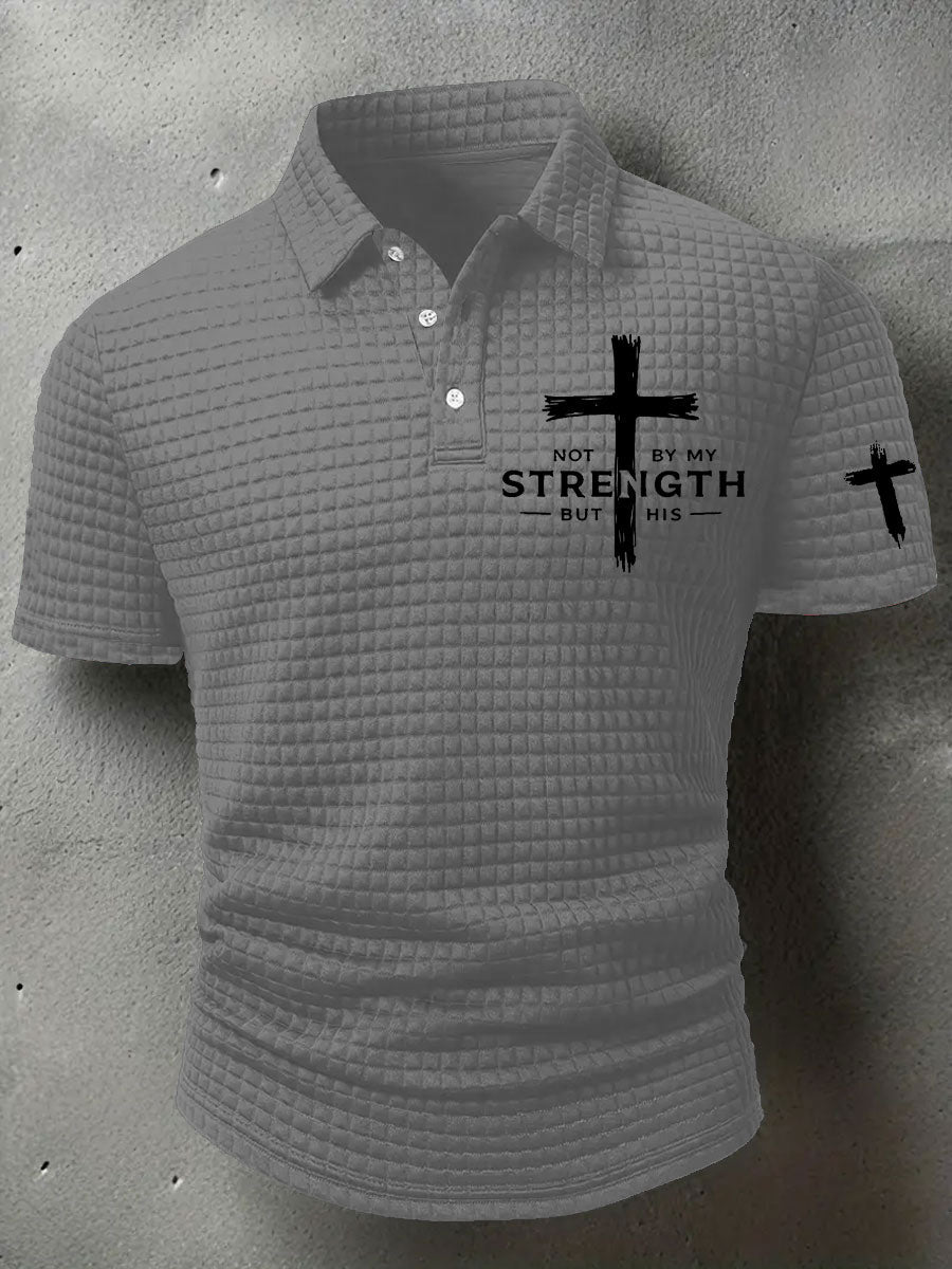 Men's Not By My Strength But His Waffle Print T-Shirt
