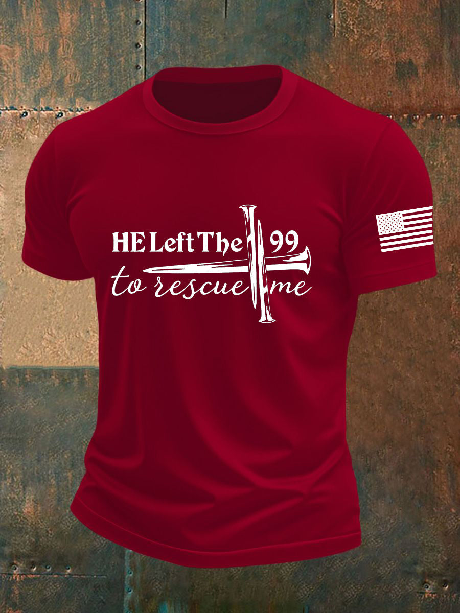 Men's He Left the 99 Faith Cross Short Sleeve T-shirt
