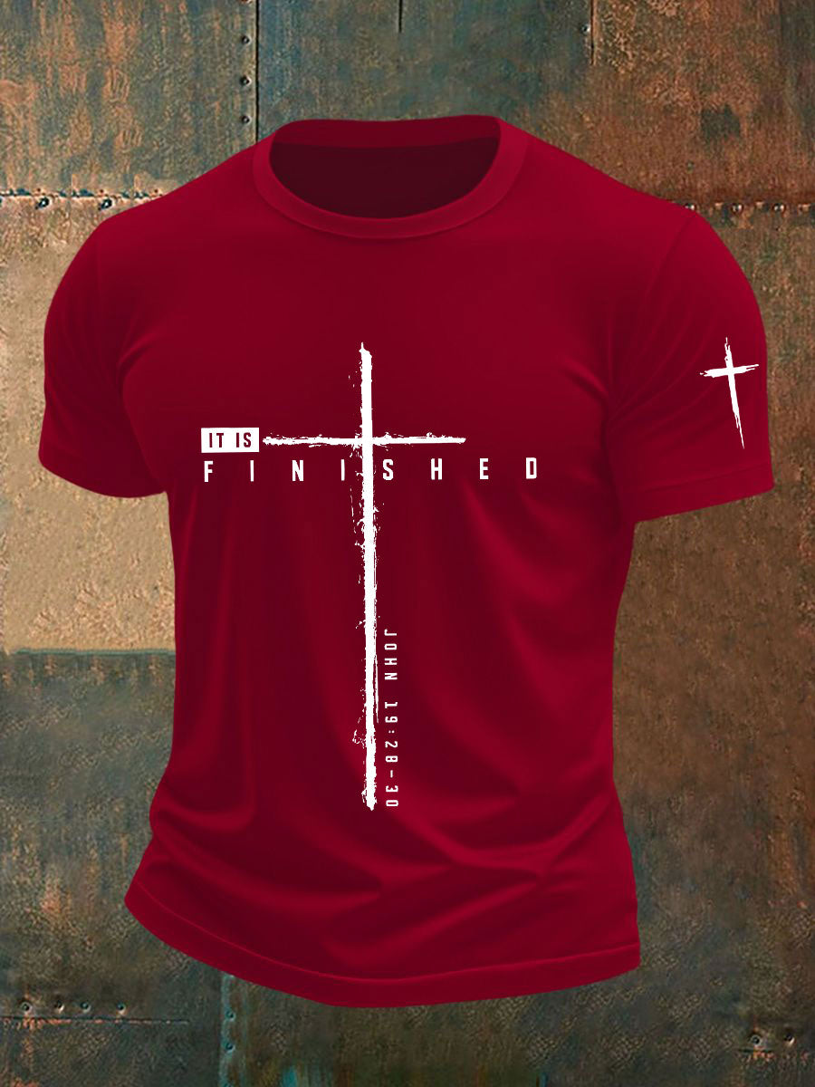 Men's It Is Finished Printed Casual T-shirt