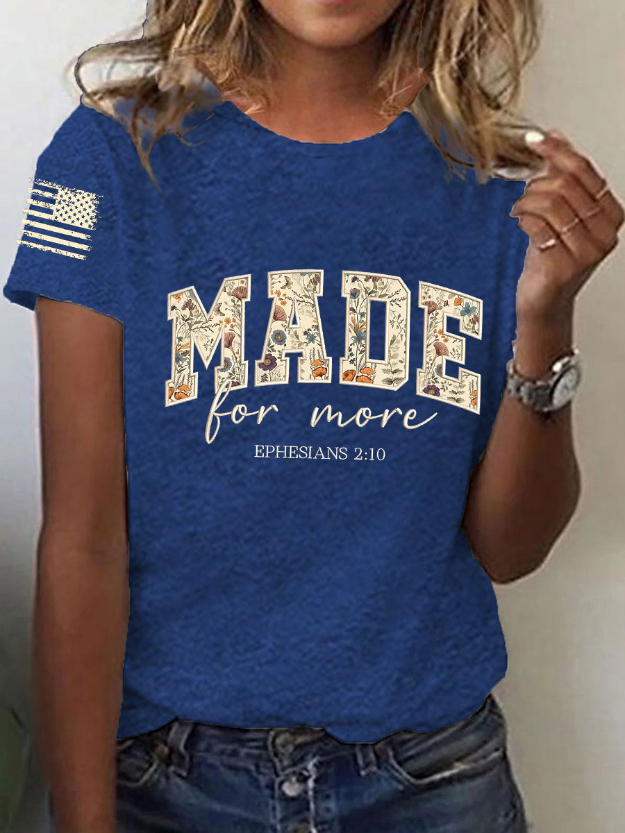 Women's Made for More Ephesians 2:10  Faith Cross Short Sleeve T-Shirt