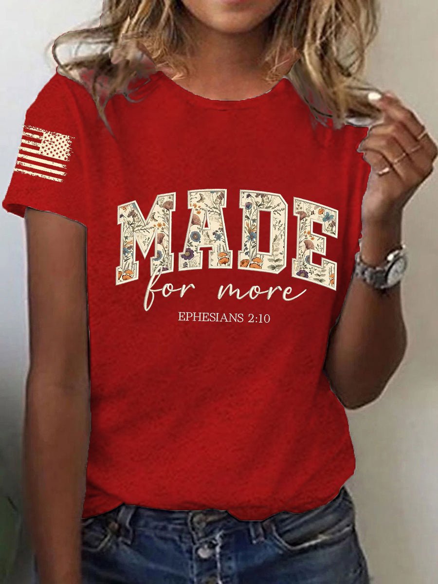 Women's Made for More Ephesians 2:10  Faith Cross Short Sleeve T-Shirt