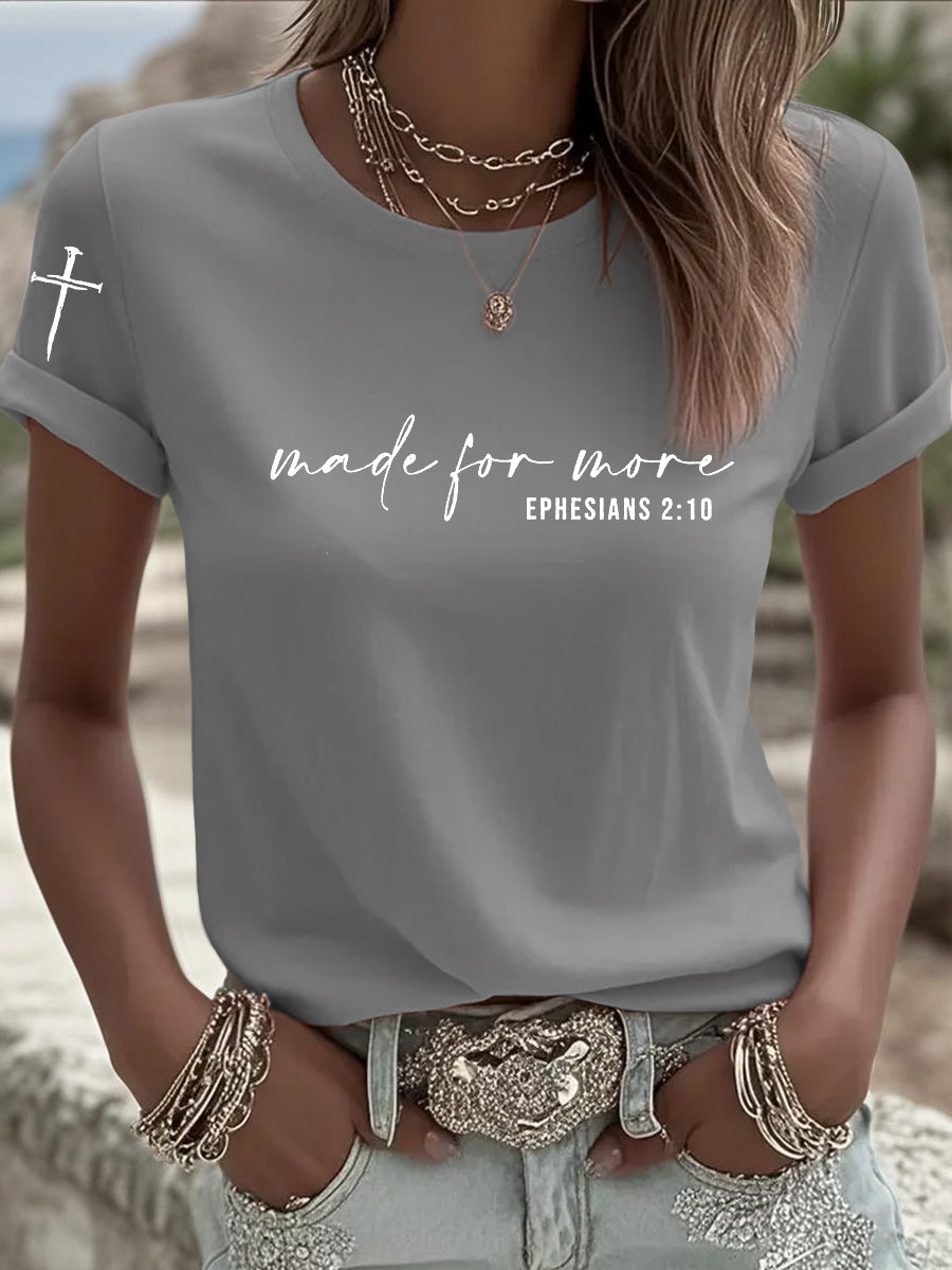 Women's Made for More Ephesians 2:10  Faith Cross Short Sleeve T-Shirt