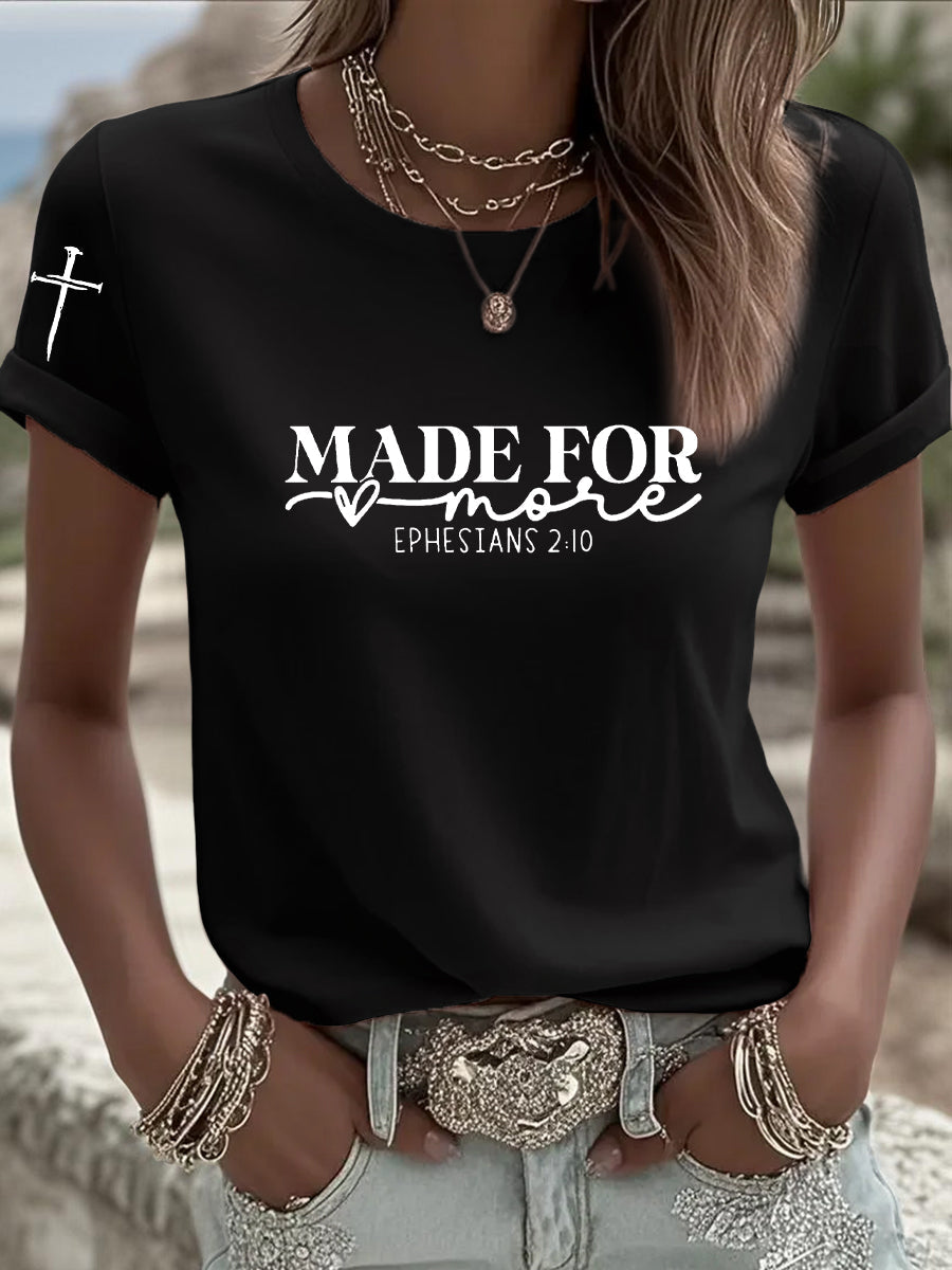 Women's Made for More Ephesians 2:10  Faith Cross Short Sleeve T-Shirt