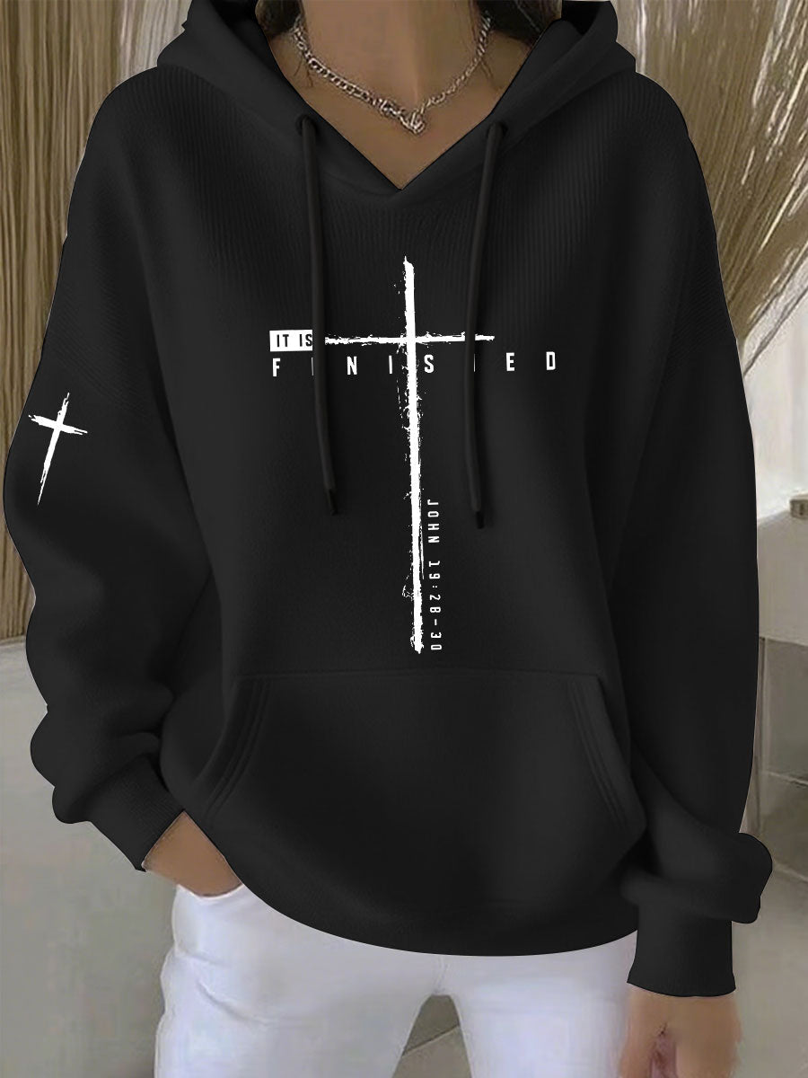 Women's It Is Finished Printed Casual Hoodie