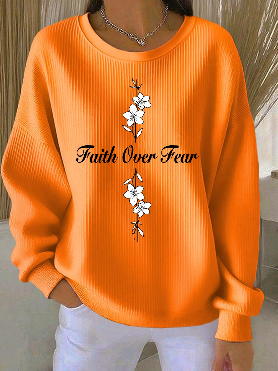 Women's Faith Over Fear Printed Casual Sweatshirt
