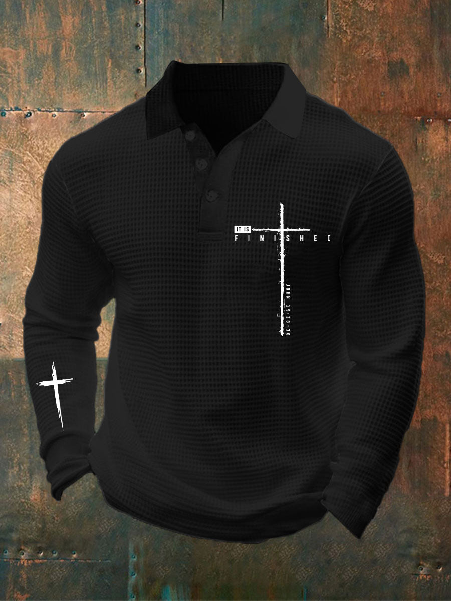 Men's It Is Finished Waffle Print Casual Top
