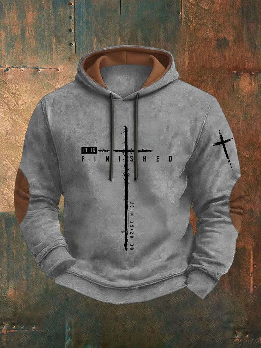 Men's It Is Finished Printed Casual Hoodie