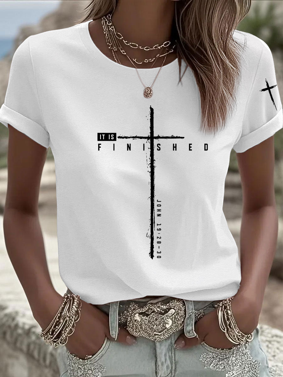 Women's It Is Finished Printed Casual T-shirt