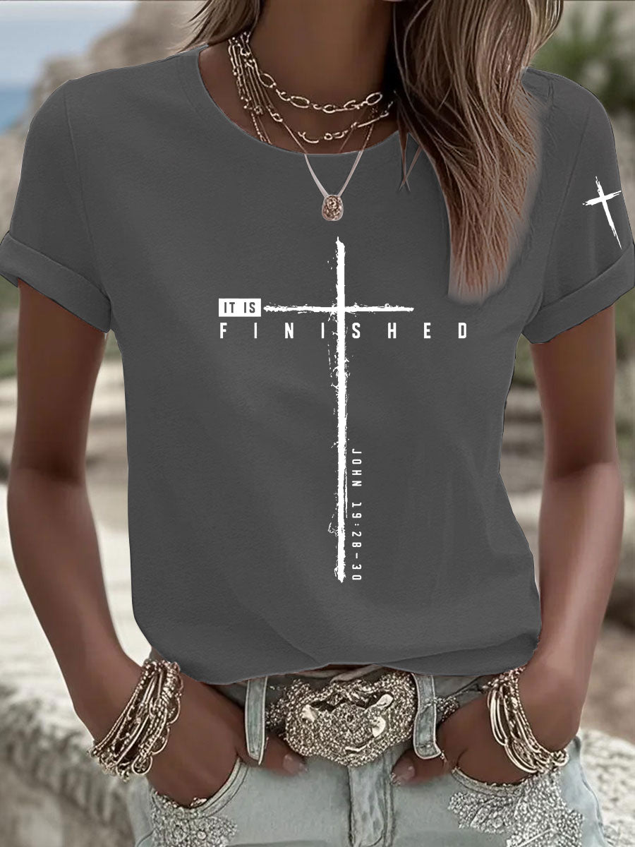 Women's It Is Finished Printed Casual T-shirt