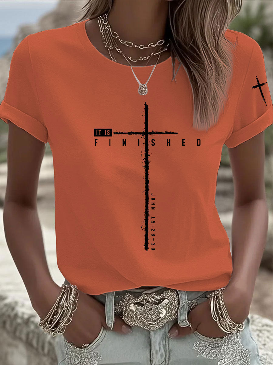 Women's It Is Finished Printed Casual T-shirt