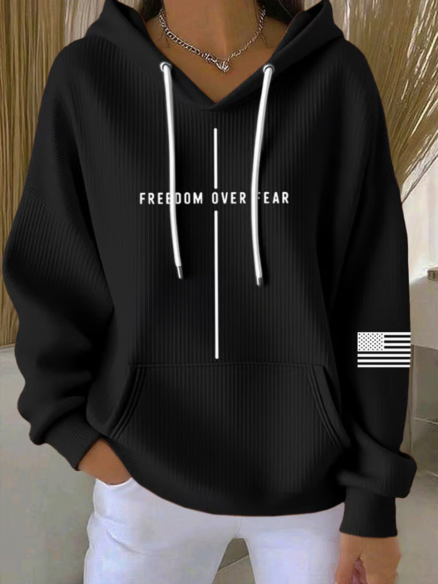 Women's Freedom Over Fear Cross Long Sleeve Hoodie