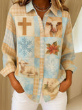 Women's Christmas Cross Print Casual Shirt