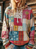 Women's Floral Cross Print Casual Hoodie