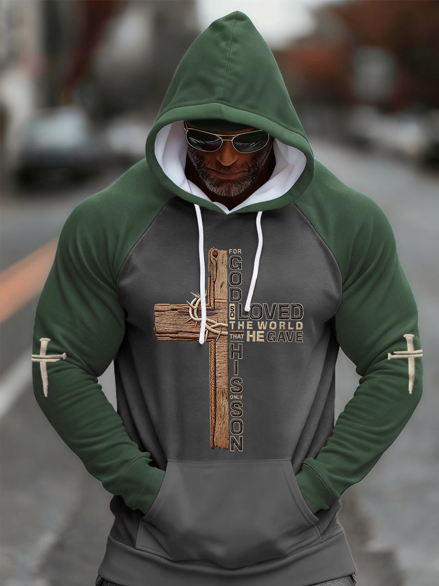 Men's Christian Cross John 3:16 Cross Print Casual Hoodie