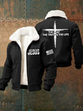 Men's Jesus The Way The Truth The Life Cross Fur Collar Zip-Up Jacket